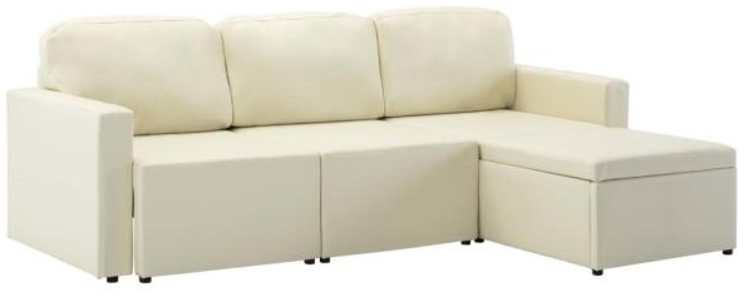 vidaXL Modulares 3-Sitzer Schlafsofa Creme Kunstleder Bild 1