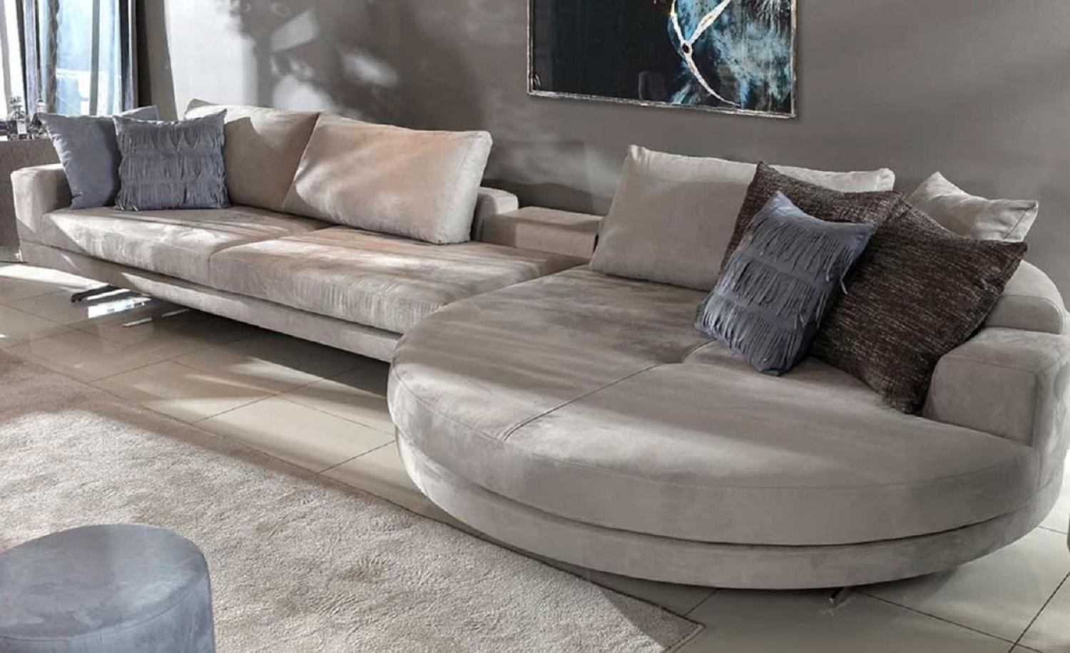 Casa Padrino Luxus Ecksofa Grau / Silber 430 x 100 x H. 65 cm - Wohnzimmer Sofa - Wohnzimmer Möbel - Luxus Möbel - Luxus Wohnzimmer Einrichtung Bild 1