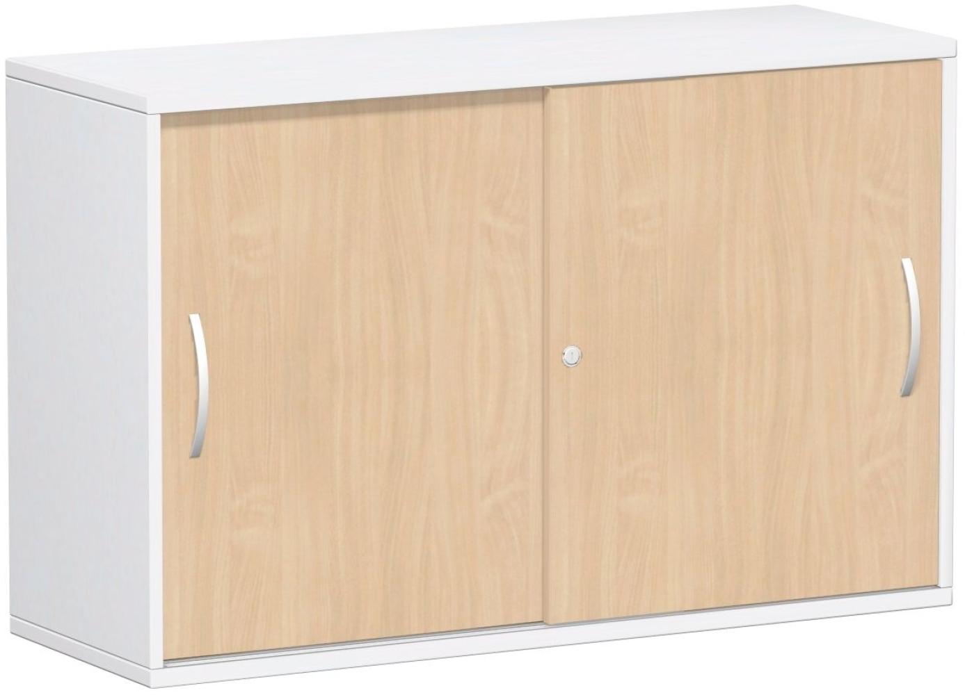 Schiebetürenschrank Oberboden 25 mm, 120x42x80cm, Buche Weiß Bild 1