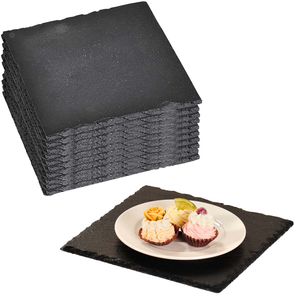 10 Stück Servierplatte aus Schiefer / Buffetplatten - 20 x 20 cm Bild 1