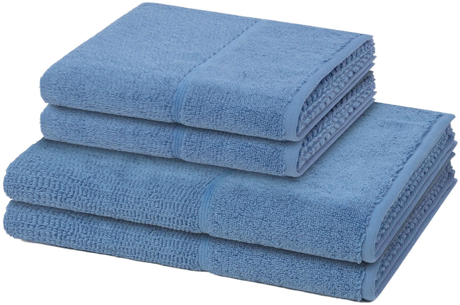 Möve for frottana Pearl 4 tlg. Frottier-Set - 2 X Handtuch (50 X 100cm), 2 X Duschtuch (67 X 140cm) - 500 g/m² - Cornflower Bild 1