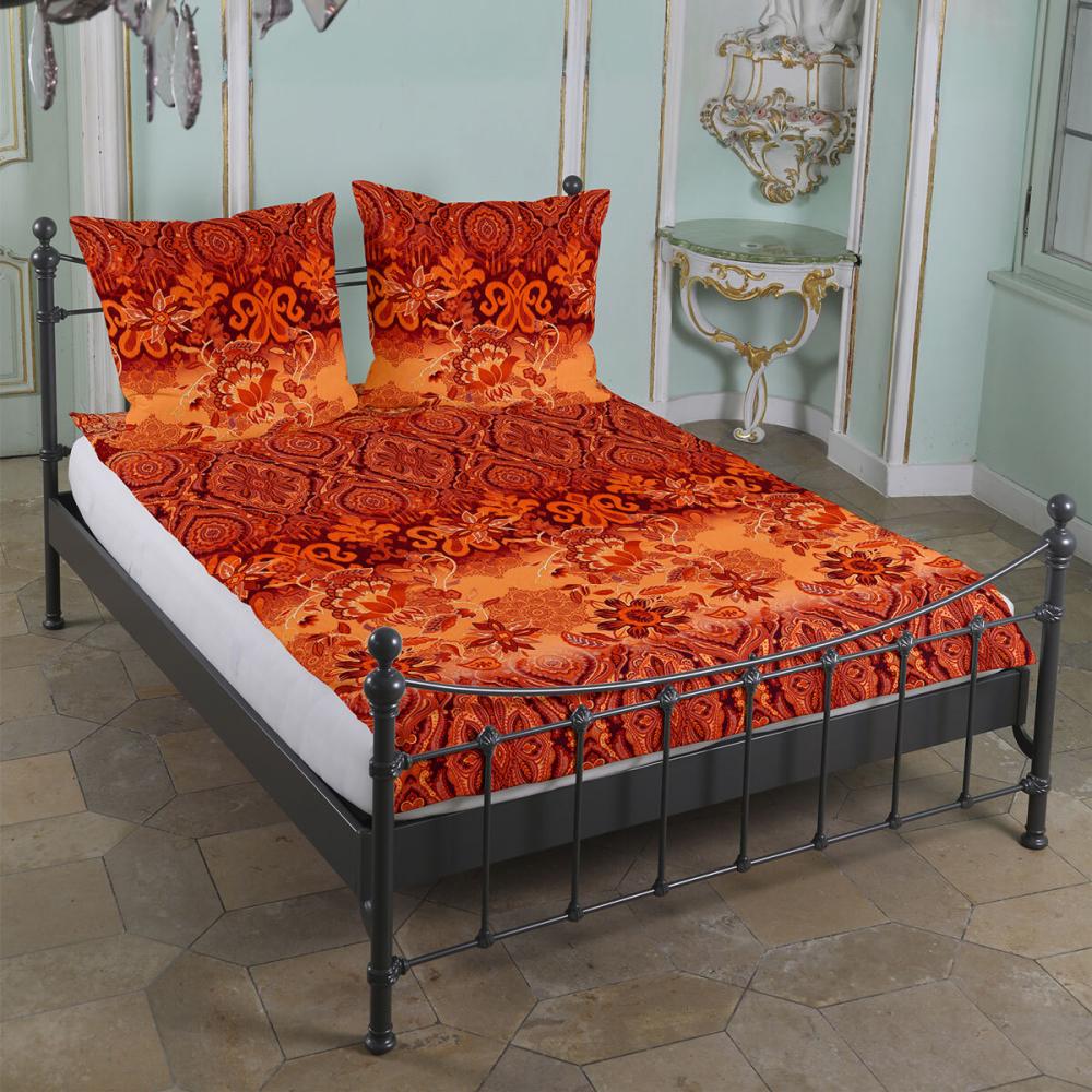 Traumschlaf Satin Bettwäsche Suzani rubin-orange|200x220 cm + 2x 80x80 cm Bild 1