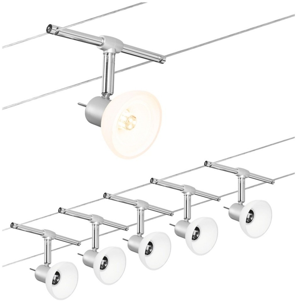 Paulmann No. 94136 Seilsystem Sheela Chrom matt mit 5 Spots ohne Leuchtmittel, max. 10W GU5,3 Bild 1