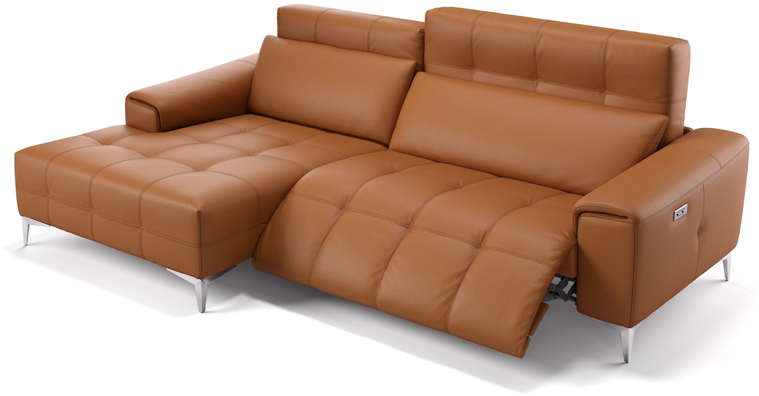 Sofanella SALENTO Ecksofa Ledercouch Funktionssofa Sofa in Cognac S: 217 x 163 Breite x 100 Tiefe Bild 1