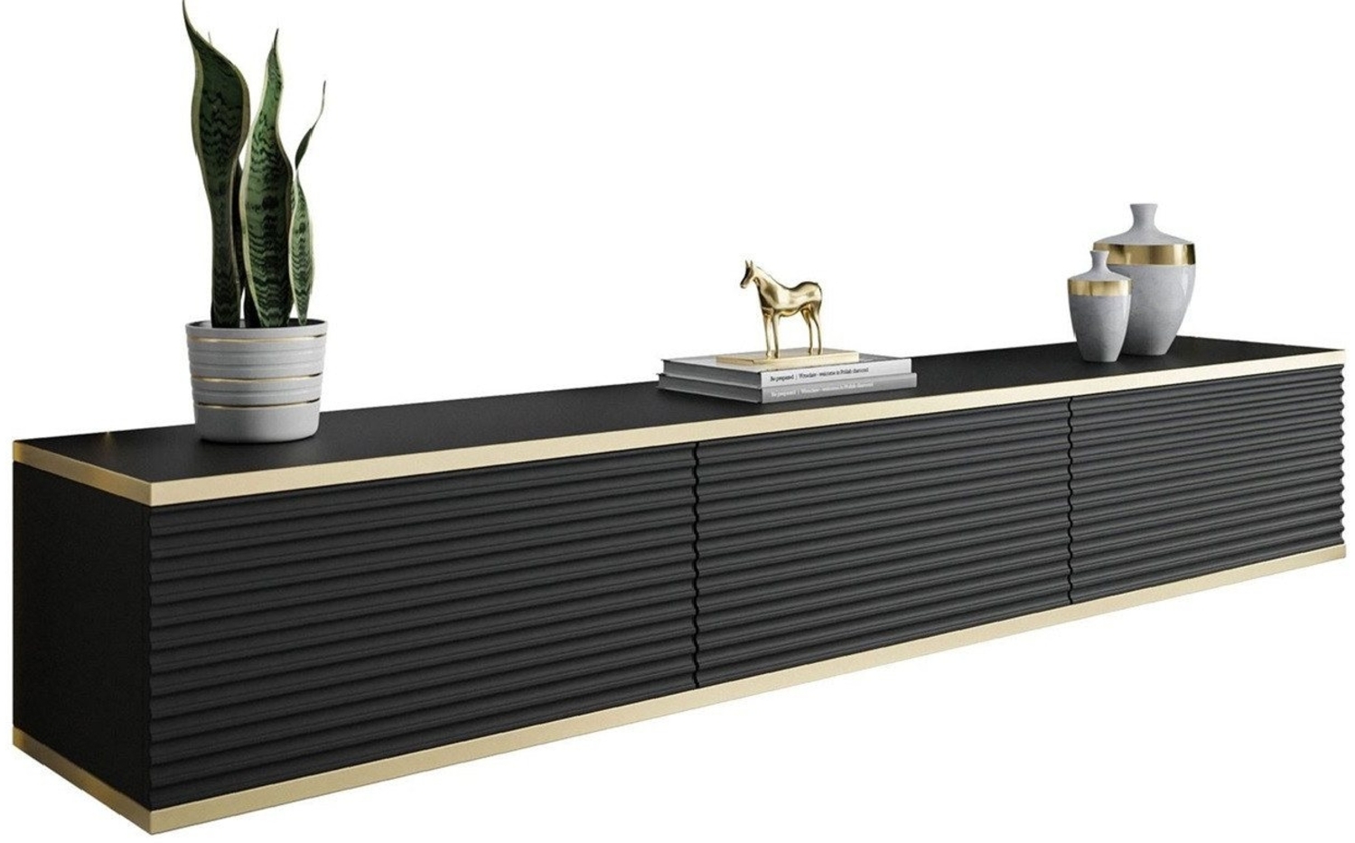 ALLHOUSE24 Lowboard hängender TV Schrank RIVERA 175 Breite geriffelte Fronten BERLIN Bild 1