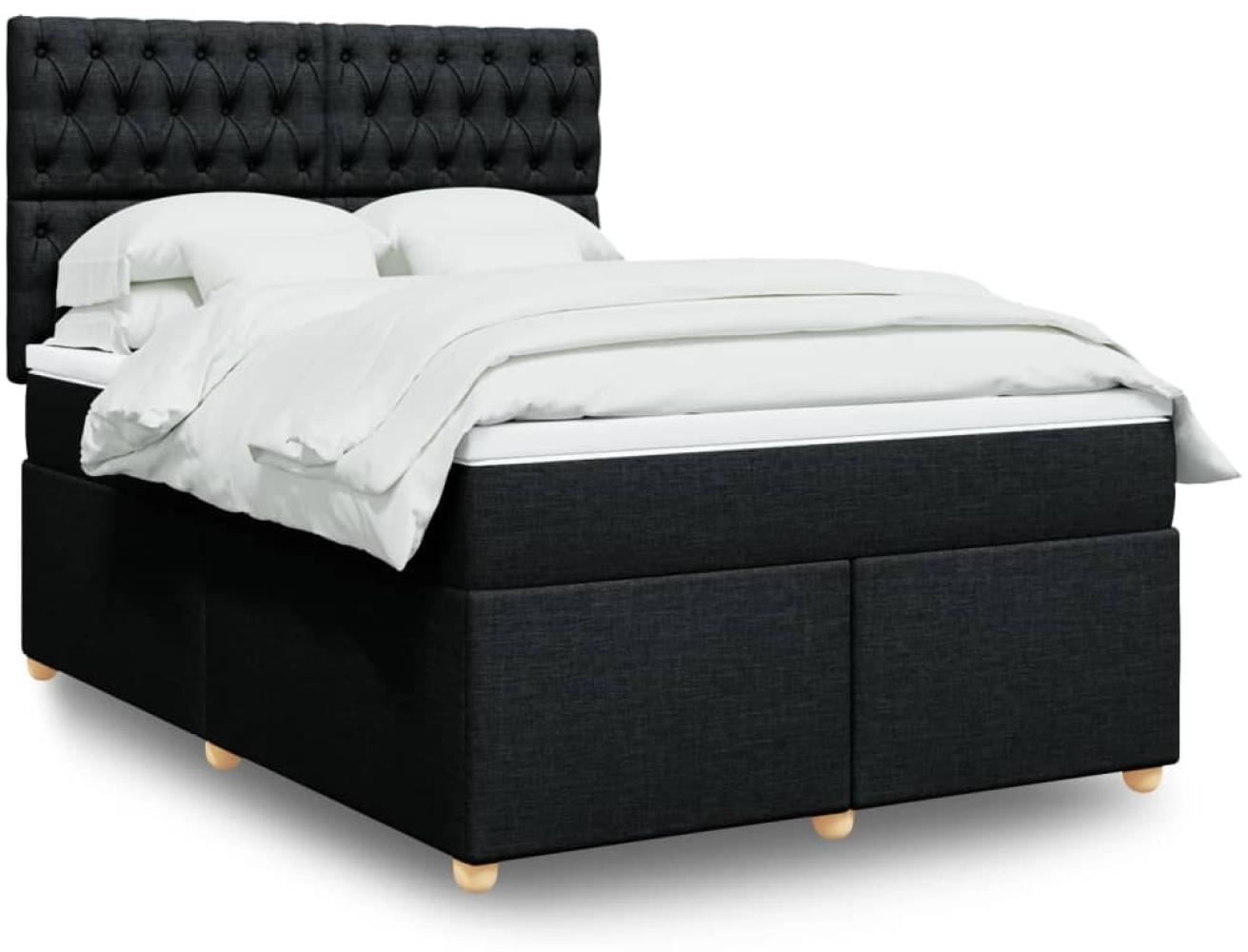 vidaXL Boxspringbett mit Matratze Schwarz 140x190 cm Stoff 3293584 Bild 1