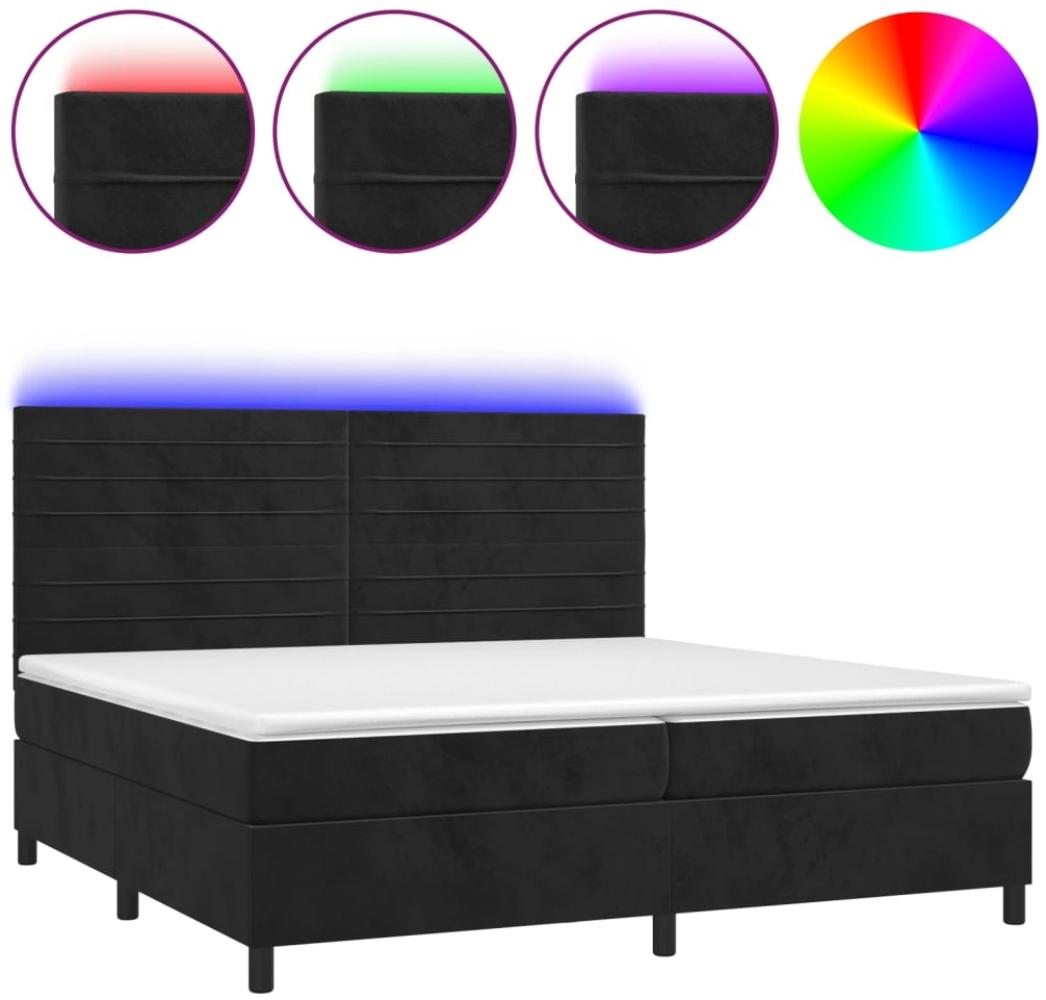 Boxspringbett mit Matratze & LED Samt Schwarz 200x200 cm, Härtegrad: H2 [3136205] Bild 1