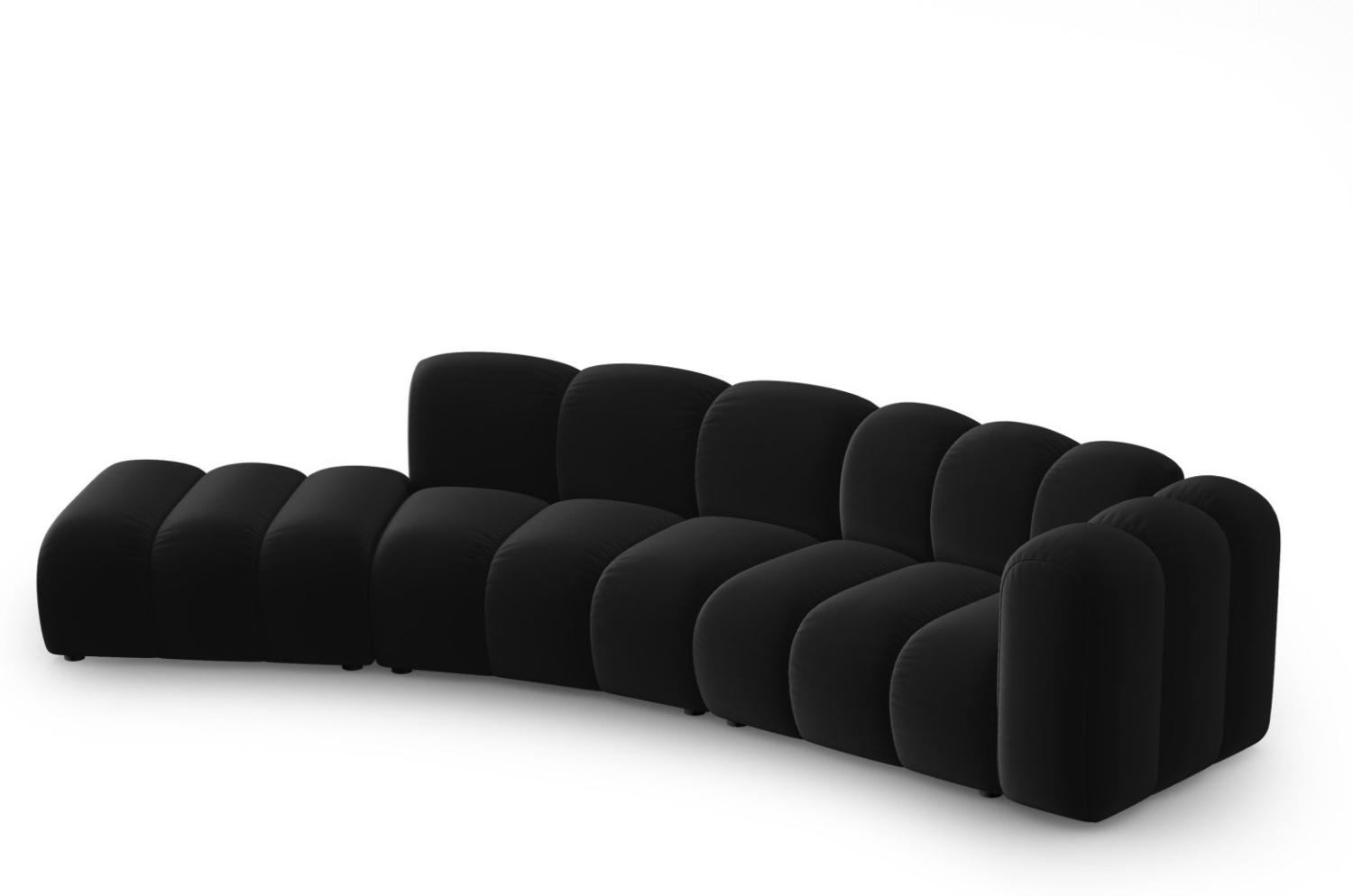 Micadoni Modulares Sofa Lupine 5-Sitzer Links Samtstoff Schwarz Bild 1