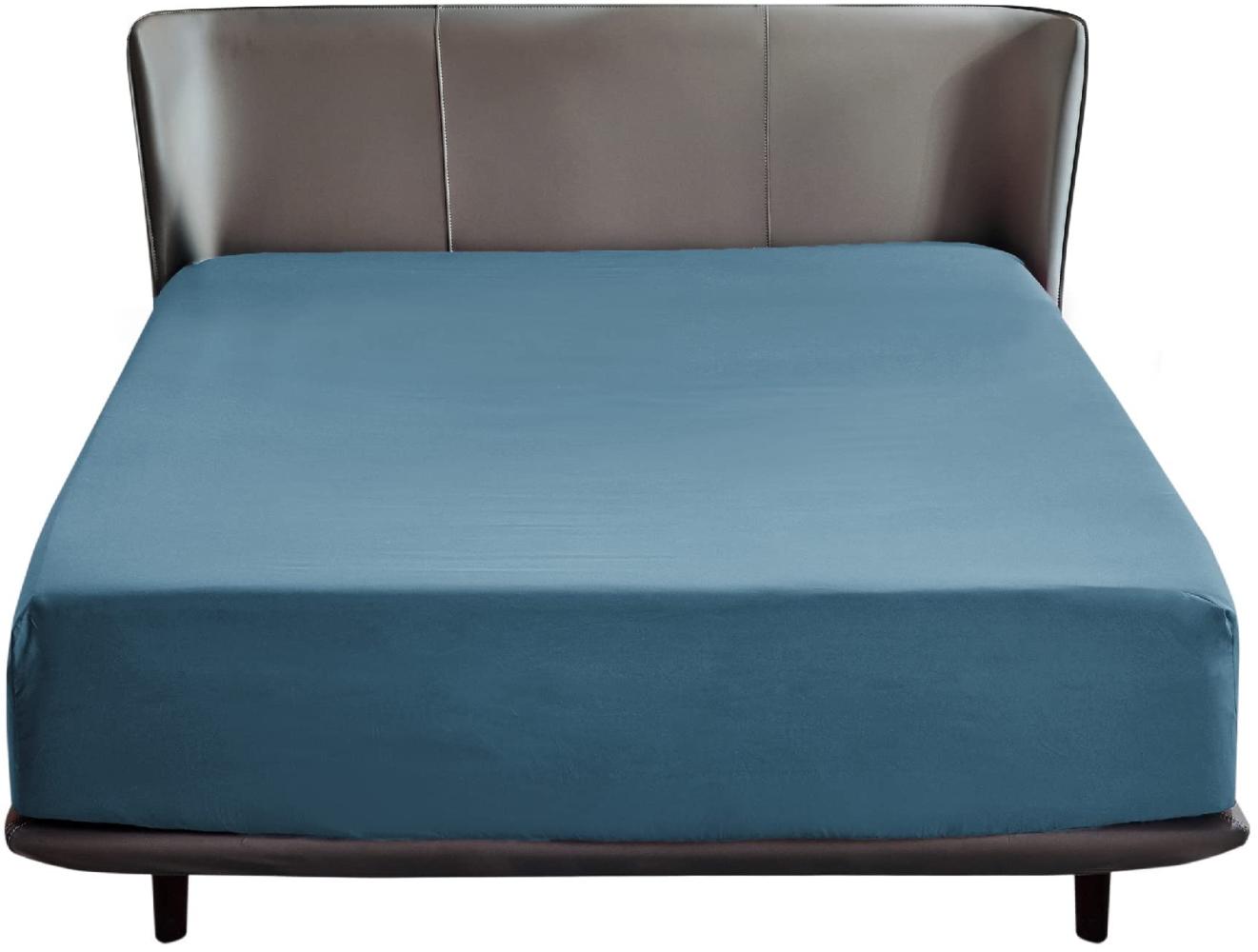 Bedsure Spannbettlaken 180x200 cm Hellblau, Mikrofaser Bettlaken 180x200 cm für Matratze bis 30 cm hohe, Spannbetttuch Leintuch für Boxspringbett Bild 1