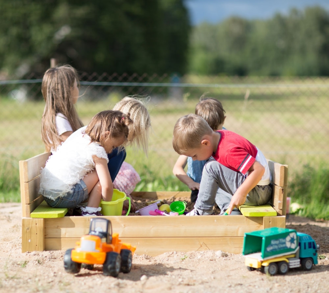 Wendi Toys Sandkasten 'Maus' mit Deckel, Holz Natur, 120 x 120 x 25 cm Bild 1