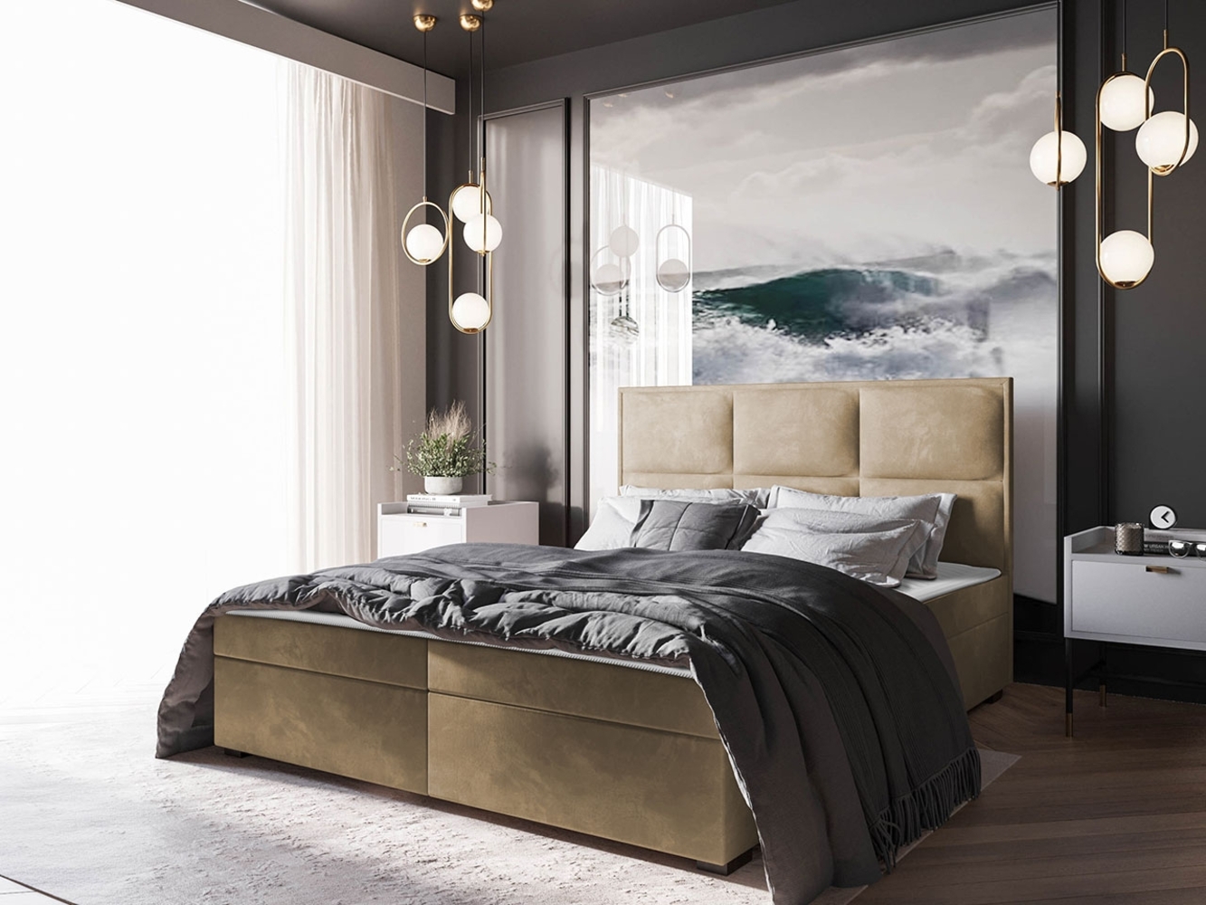 Boxspringbett Draban I, Natur, 180 x 200 cm Bild 1