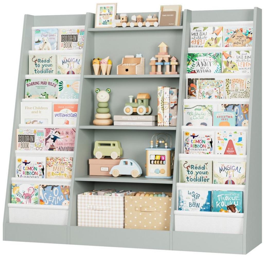 Homfa Bücherregal, Kinderregal mit 14 Ablagen Kinderbücherregal 129x120x35 cm Bild 1