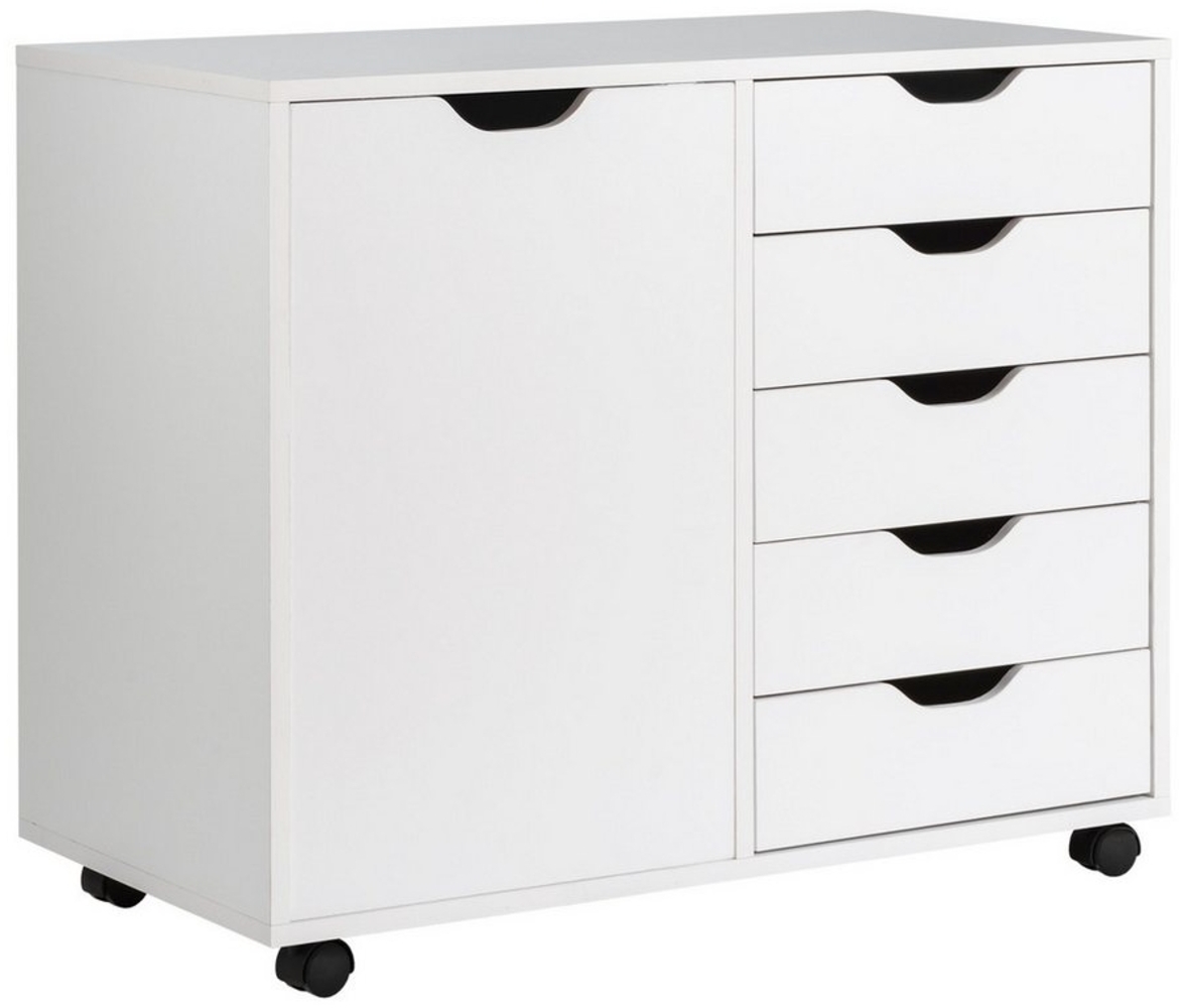 COSTWAY Rollcontainer, Aktenschrank mit 5 Schubladen, auf Rollen, 79x39x65cm Bild 1