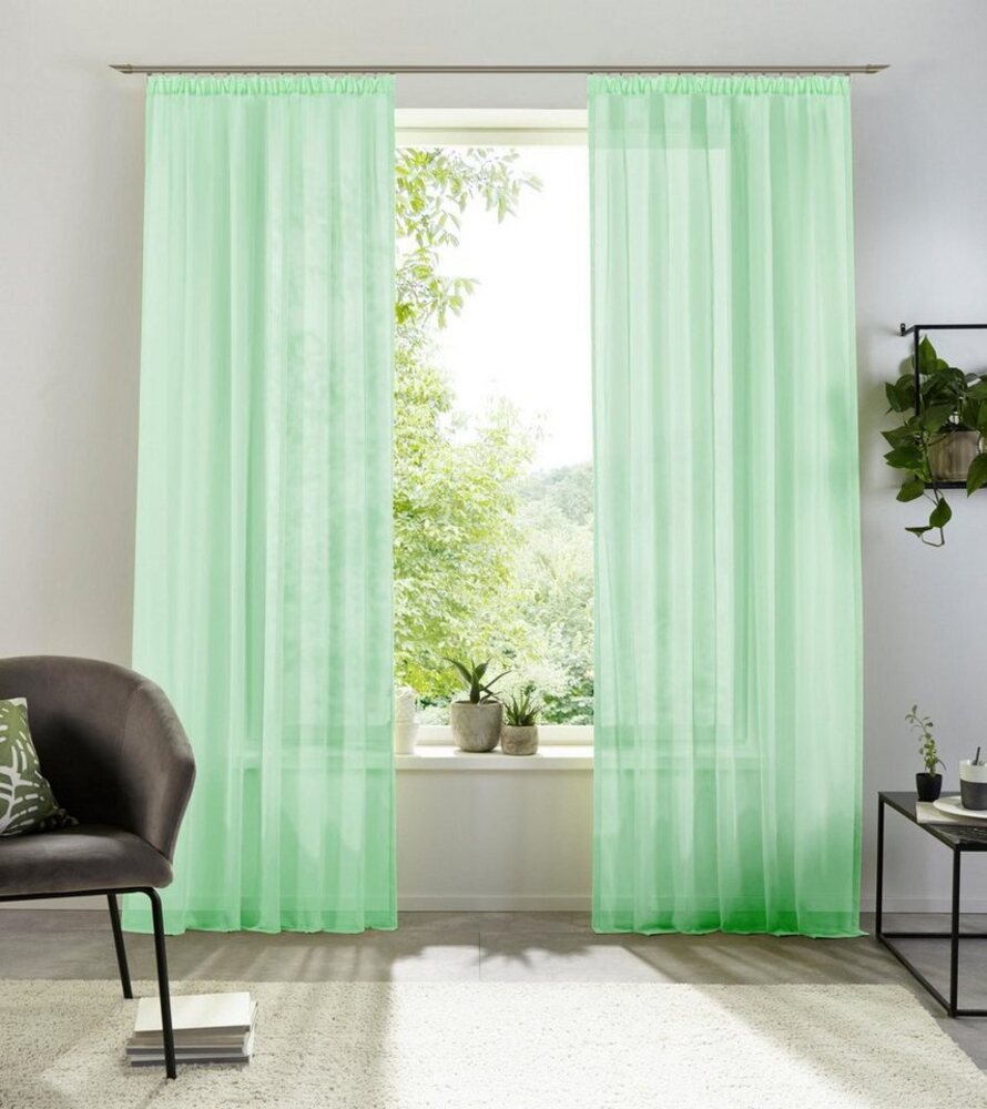 my home Gardine XANA mit Ösen, Kräuselband oder Schlaufen, Kräuselband (1 St), halbtransparent, Voile, Bestseller, einfarbig, 1 bzw. 2 Schals, pflegeleicht, Schal Bild 1
