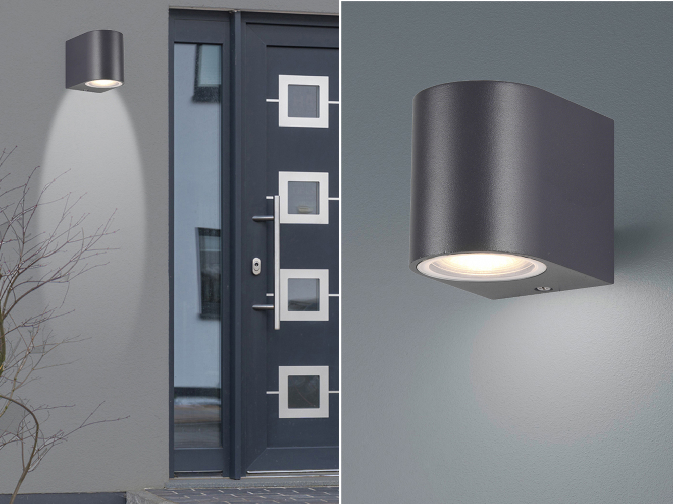 Kleine Außenwandleuchte AVA in Anthrazit, Höhe 8cm Bild 1