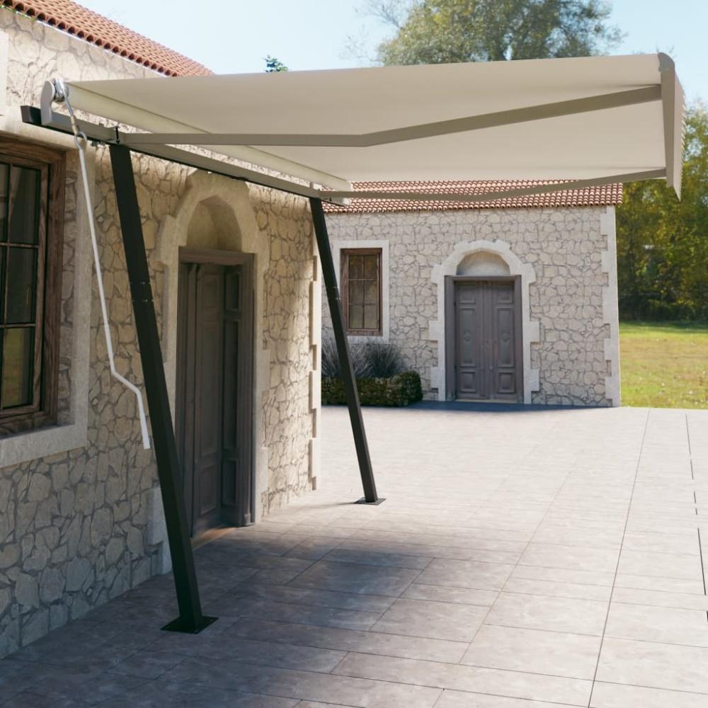 vidaXL Markise Manuell Einziehbar mit Pfosten 4,5x3 m Creme 3070157 Bild 1