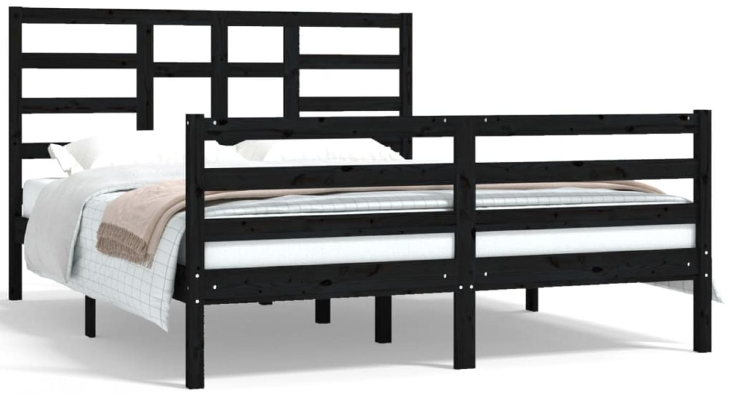 vidaXL Massivholzbett Schwarz 150x200 cm 5FT King Size [3105869] Bild 1