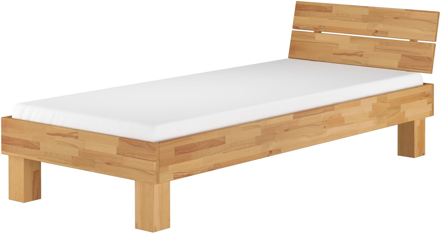 Bett Holzbett 100x220 Überlänge Buche massiv V-60.80-10-220 Rollrost und Matratze inkl. Bild 1