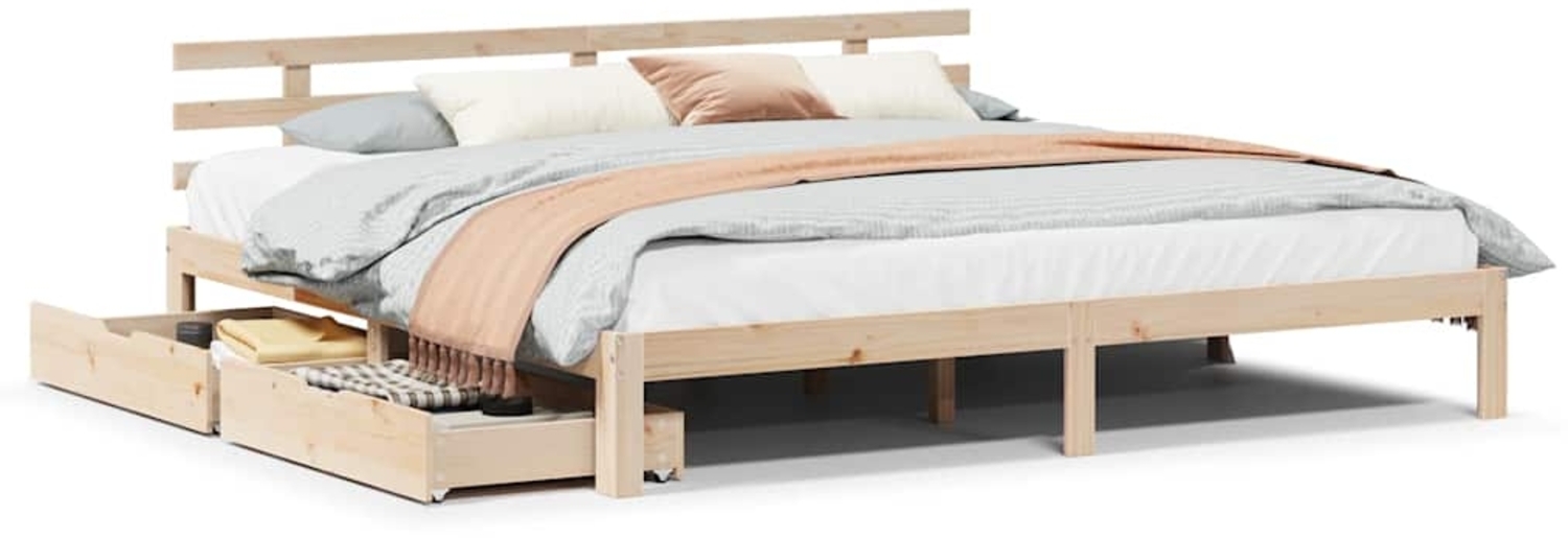 vidaXL Massivholzbett mit Schubladen 200x200 cm Kiefer 3302018 Bild 1