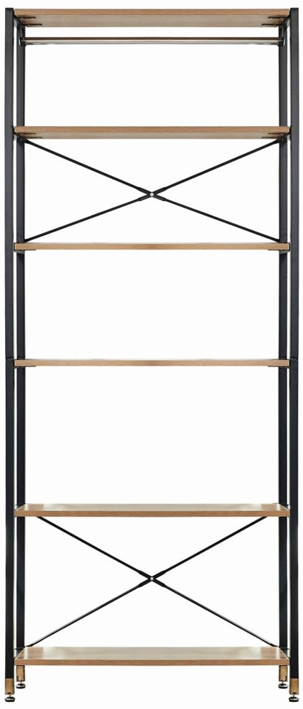 Regal breit MDF Akazie-Dekor Stahl Schwarz 6 Regalböden Bild 1