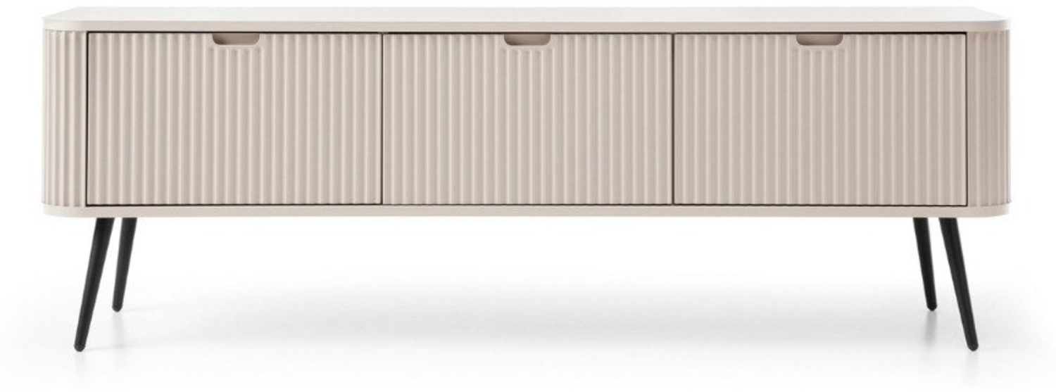 Deine Möbel 24 TV-Board MODERNO 168 cm breit RTV-Schrank Fehrnseher Tisch (Set, 3 St, geriffelte Fronten), Weiß Schwarz Beige Caschmir Gold Bild 1