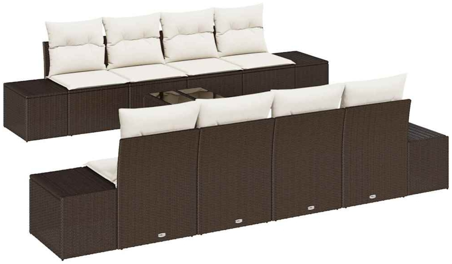 vidaXL Garten-Sofa-Set mit Kissen 8 pcs Braun und Creme Poly-Rattan 3355657 Bild 1