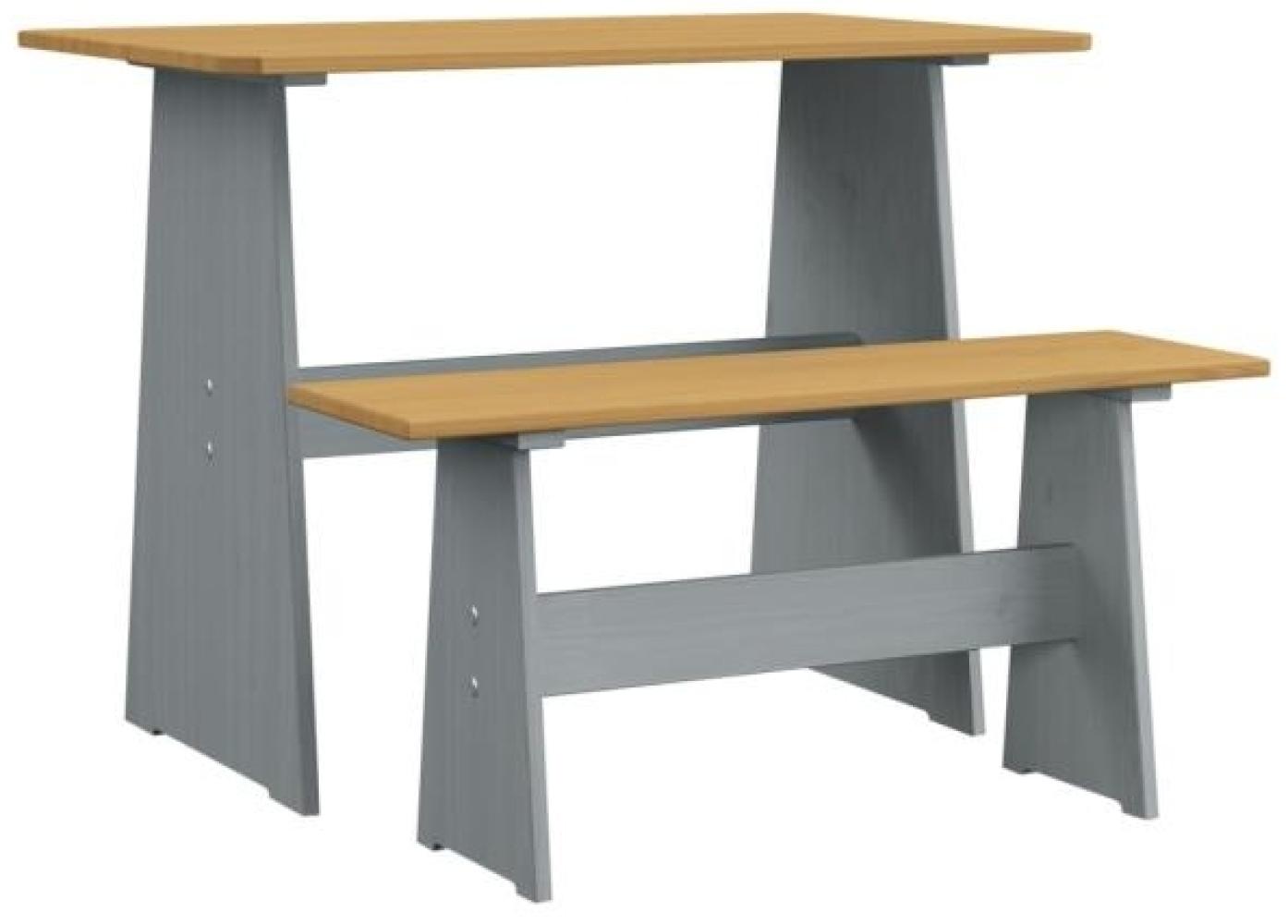 vidaXL Esstisch mit Bank REINE Honigbraun und Grau Massivholz Kiefer 327252 Bild 1