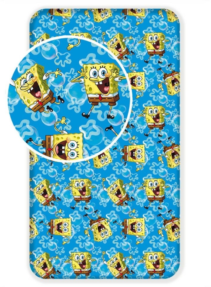 Tinisu Bettlaken Spongebob Spannbettlaken - 90x200 cm Einzelbett Matratzenbezug Bild 1