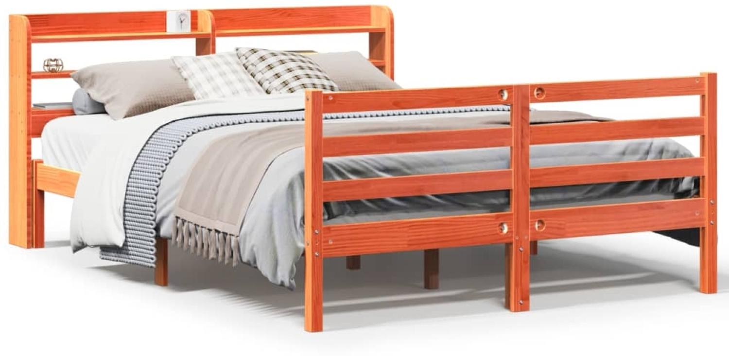 vidaXL Massivholzbett ohne Matratze Wachsbraun 140x190 cm Kiefernholz 3306659 Bild 1