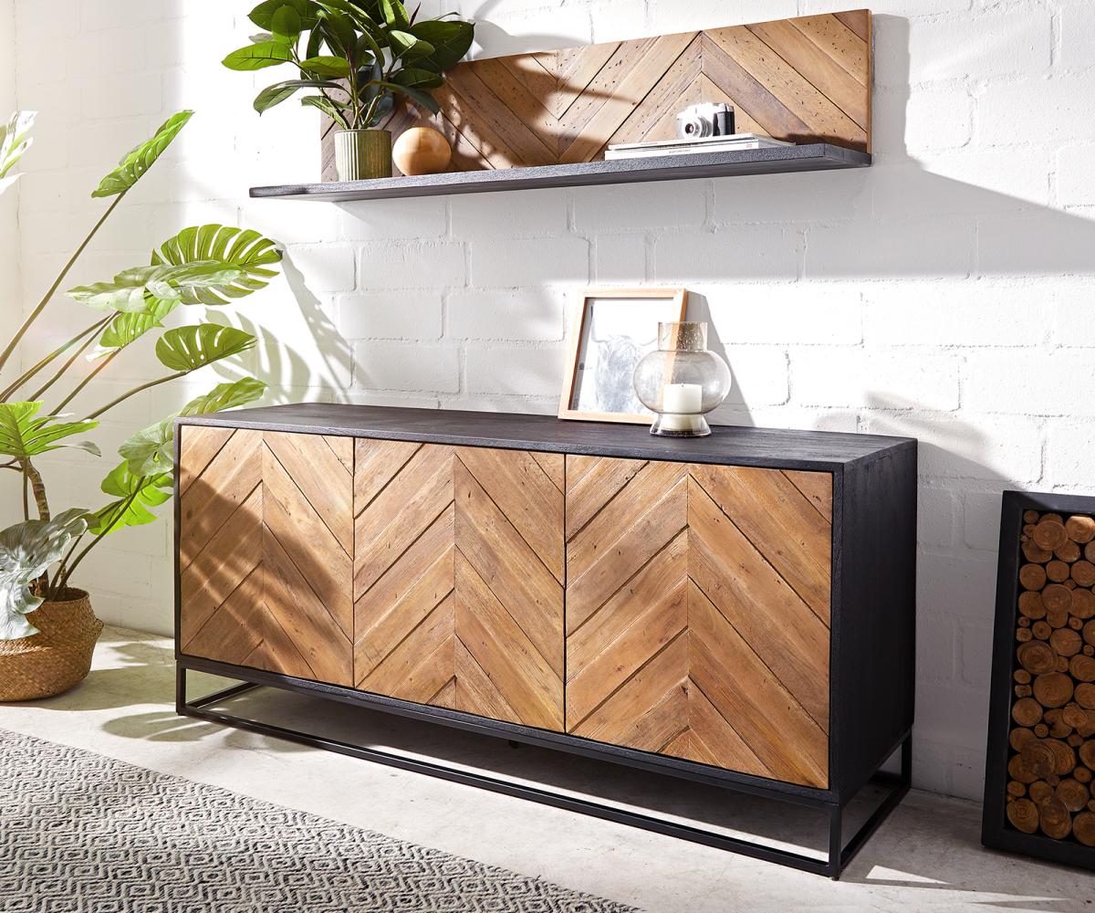 Sideboard Famke 145 cm Mango Teak 3 Türen Bild 1