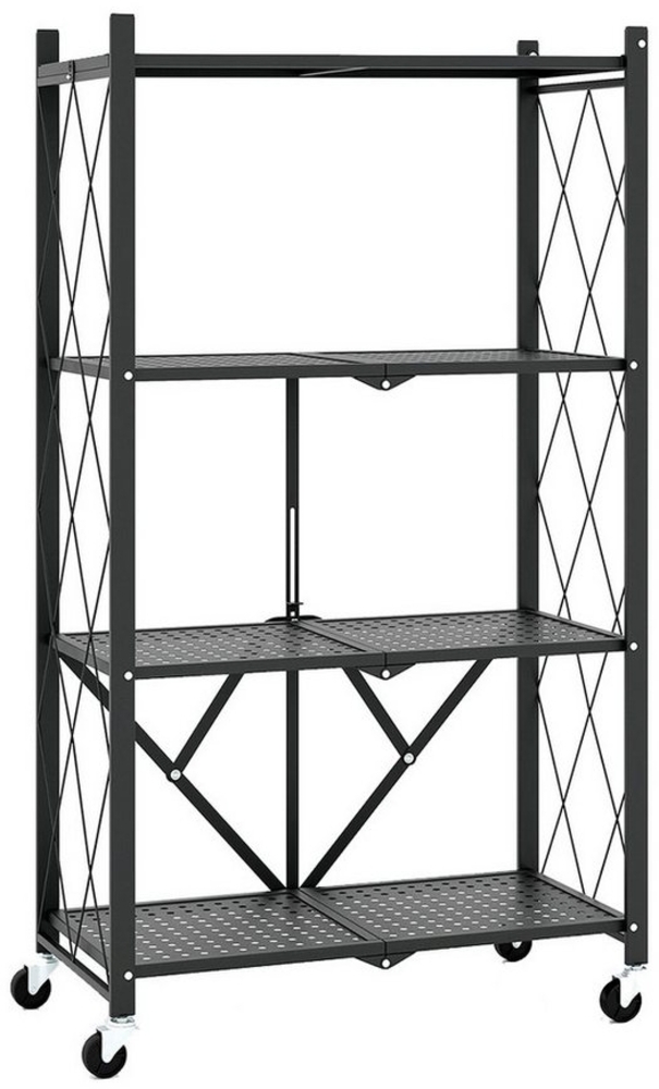 COSTWAY Schwerlastregal, klappbar, 4 Ebenen Standregal mit feststellbaren Rollen Bild 1