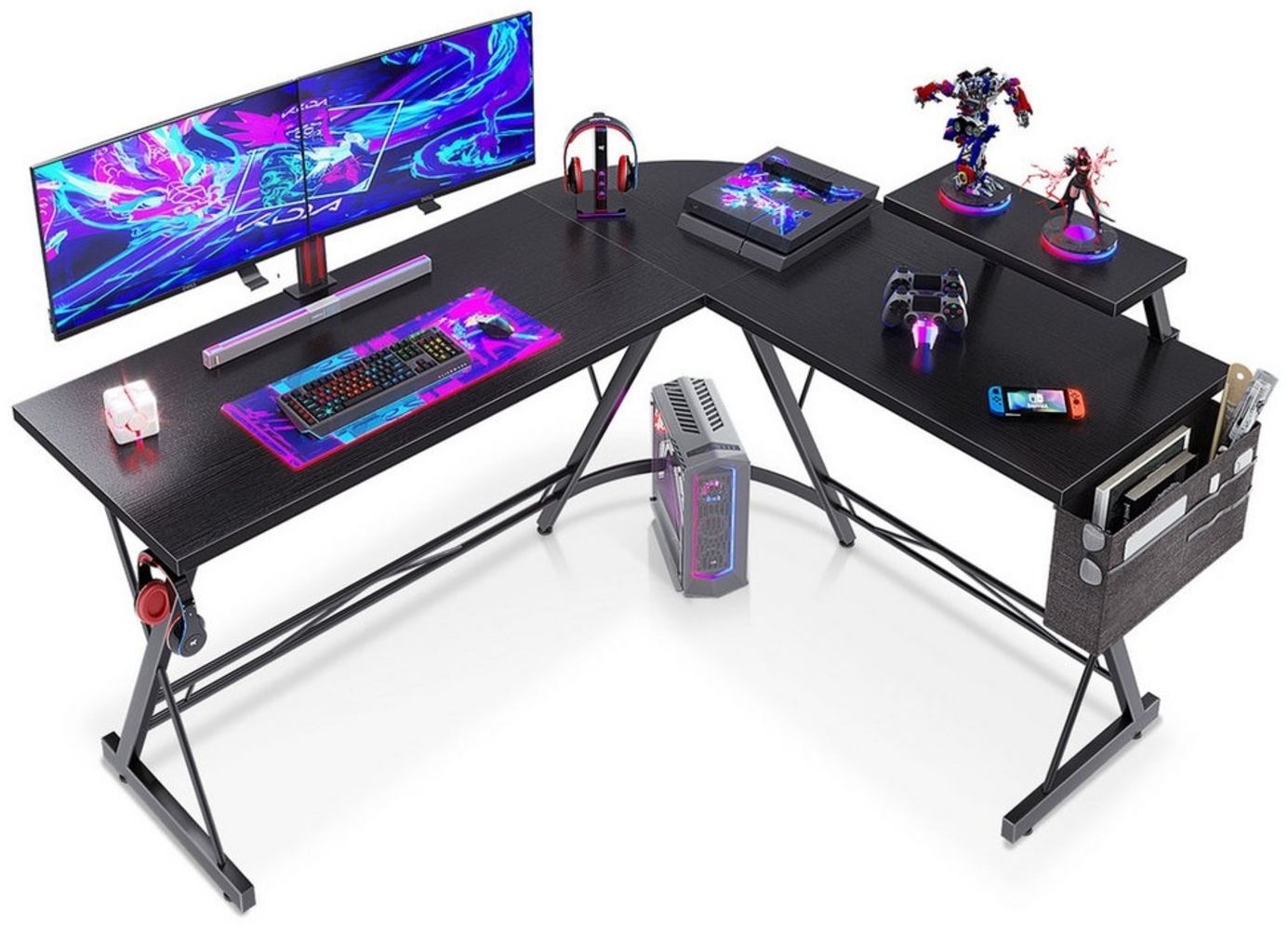 ODK Computertisch L Form Gaming Schreibtisch, Eckschreibtisch 147 x 120 cm (1-St), mit Monitorständer mit hängender Tasche Bild 1