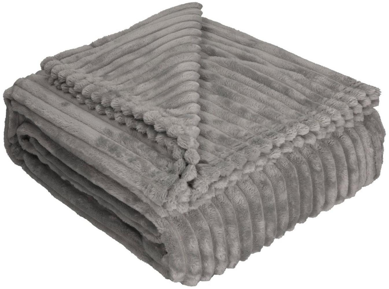 Wohndecke Betz Wohndecke BARI Kuscheldecke Flauschig Cord-Flanell XXL 150x200 cm, Betz, Farbe hellgrau Bild 1