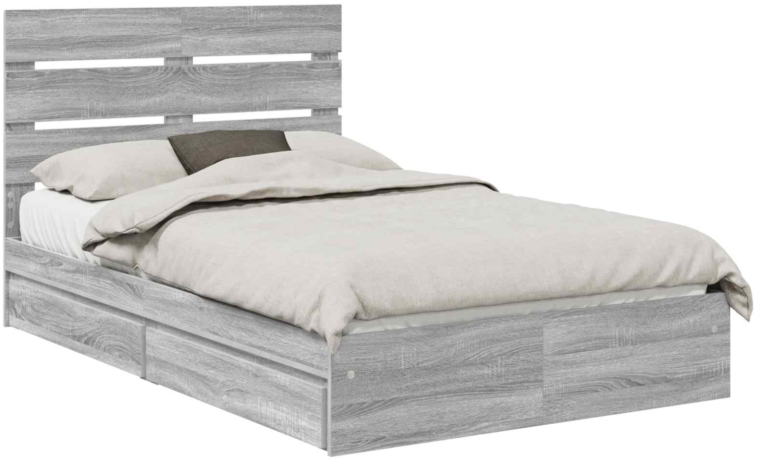 vidaXL Aufbewahrungsbett Graues Sonoma 120x190 cm Holzwerkstoff 3411917 Bild 1