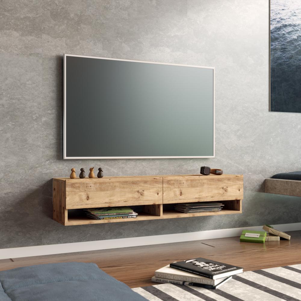 Fernsehtisch Laitila 140x31,5x29,5cm Eiche rustikal [en. casa] Bild 1