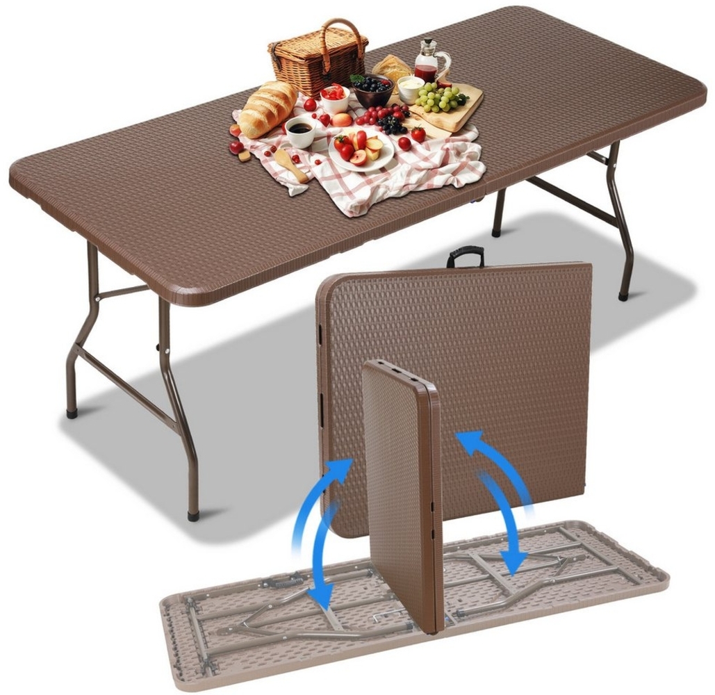 TLGREEN Campingtisch Partytisch, Gartentisch, Buffettisch, Buffettisch Klappbar, 180,5x75,5x73 cm Gartentisch Klapptisch Braun Bild 1