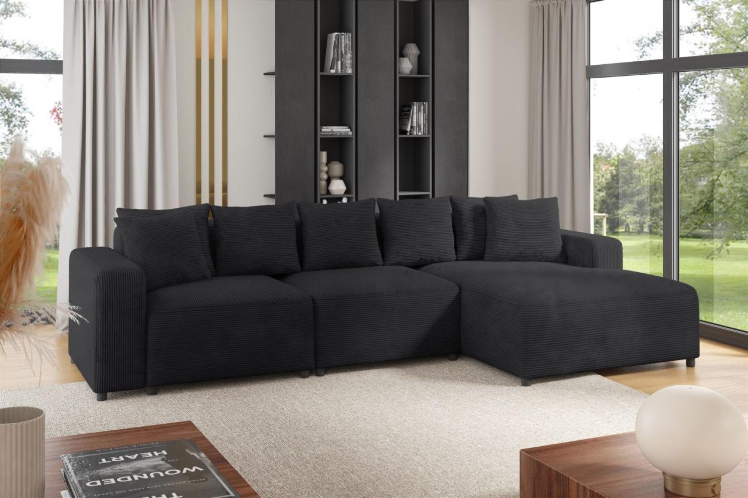 Ecksofa Designersofa Sofa MEGAN in Stoff Poso Anthrazit Ottomane Rechts Bild 1