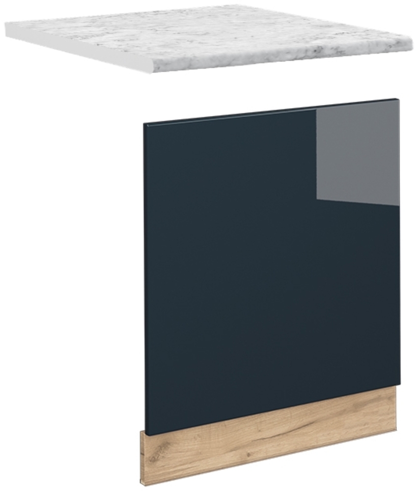 Frontblende Fame-Line Dunkelblau Hochglanz 60 cm , AP Marmor Vicco Bild 1