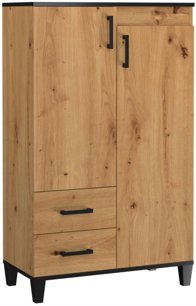 Highboard Kommode Pola 80x40x132cm Artisan Eiche 2-türig Bild 1