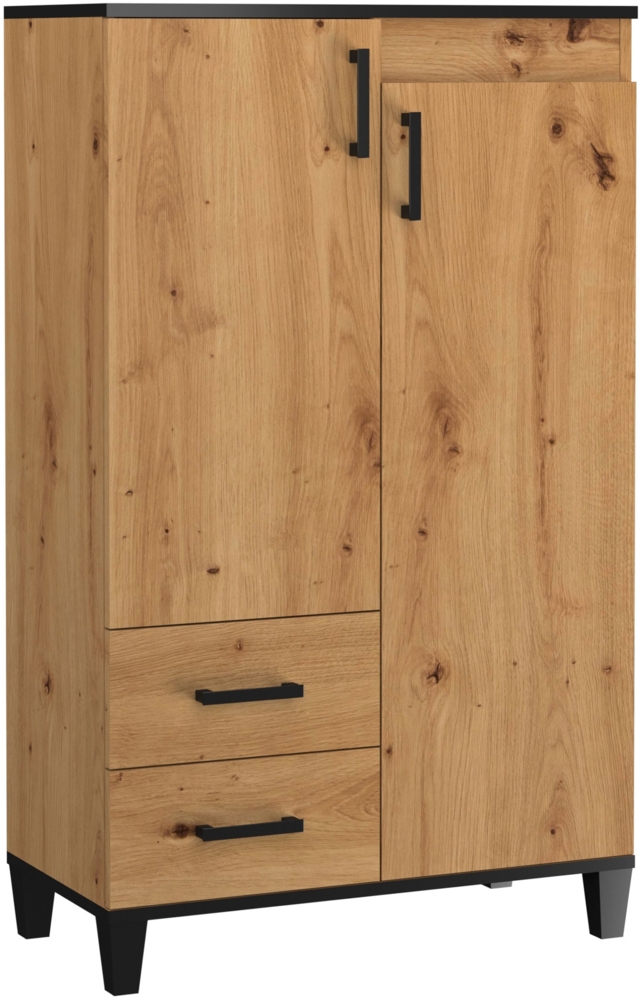 Highboard Kommode Pola 80x40x132cm Artisan Eiche 2-türig Bild 1