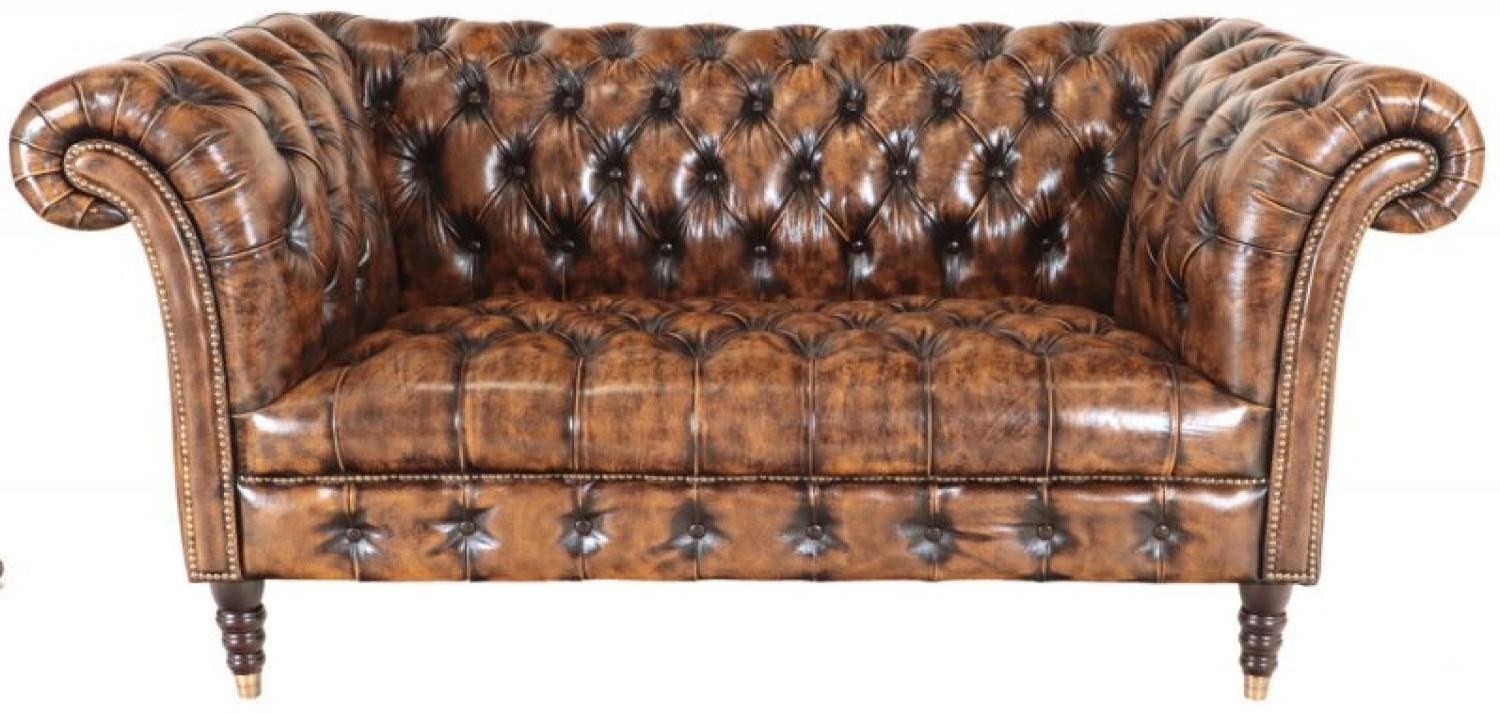 Zweisitzer-Sofa Chesterfield Bath aus echtem Rindsleder Whisky Bild 1