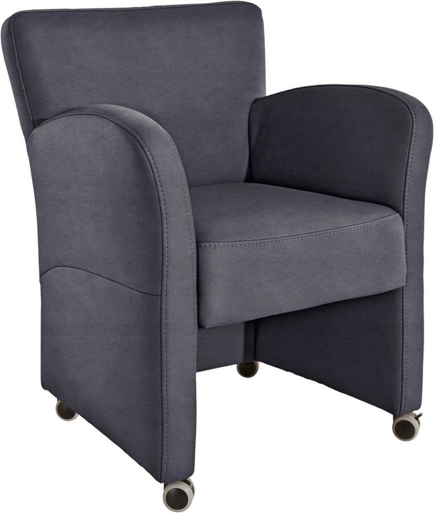 exxpo - sofa fashion Sessel Cortado, Loungesessel auf Rollen, schmale Armlehnen, bequem, Breite 66 cm Bild 1