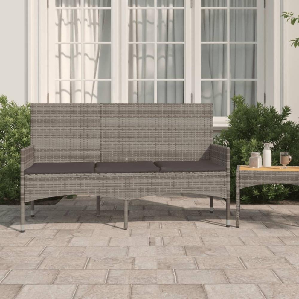 vidaXL Gartenbank 3-Sitzer mit Kissen Grau Poly Rattan 319493 Bild 1