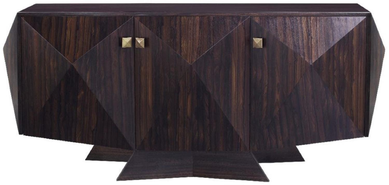 Casa Padrino Luxus Art Deco Sideboard Dunkelbraun 207 x 63 x H. 90 cm - Edler Wohnzimmerschrank mit 3 Türen - Art Deco Möbel Bild 1