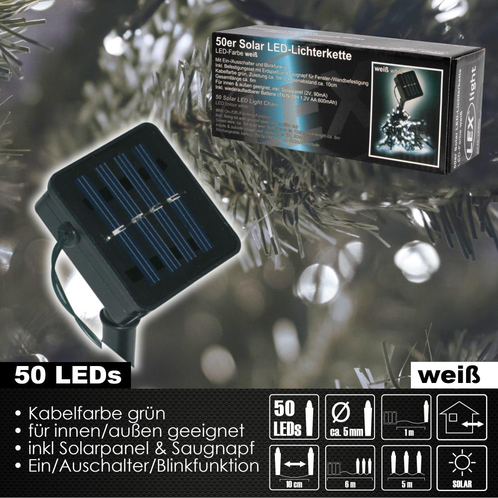 50er Solar LED Lichterkette Innen Außen Gartenbeleuchtung Party Outdoor weiß Bild 1