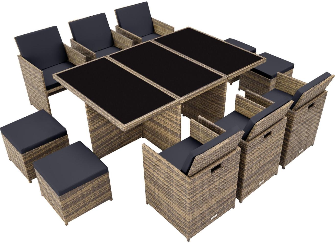 tectake Aluminium Rattan Sitzgruppe New York 6+4+1 mit Schutzhülle, Variante 2 403642 Bild 1