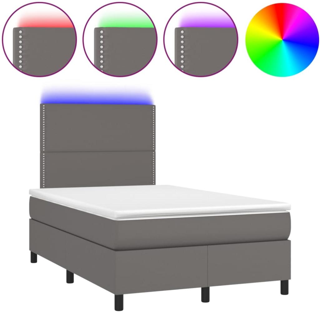 vidaXL Boxspringbett mit Matratze & LED Grau 120x190 cm Kunstleder 3270291 Bild 1