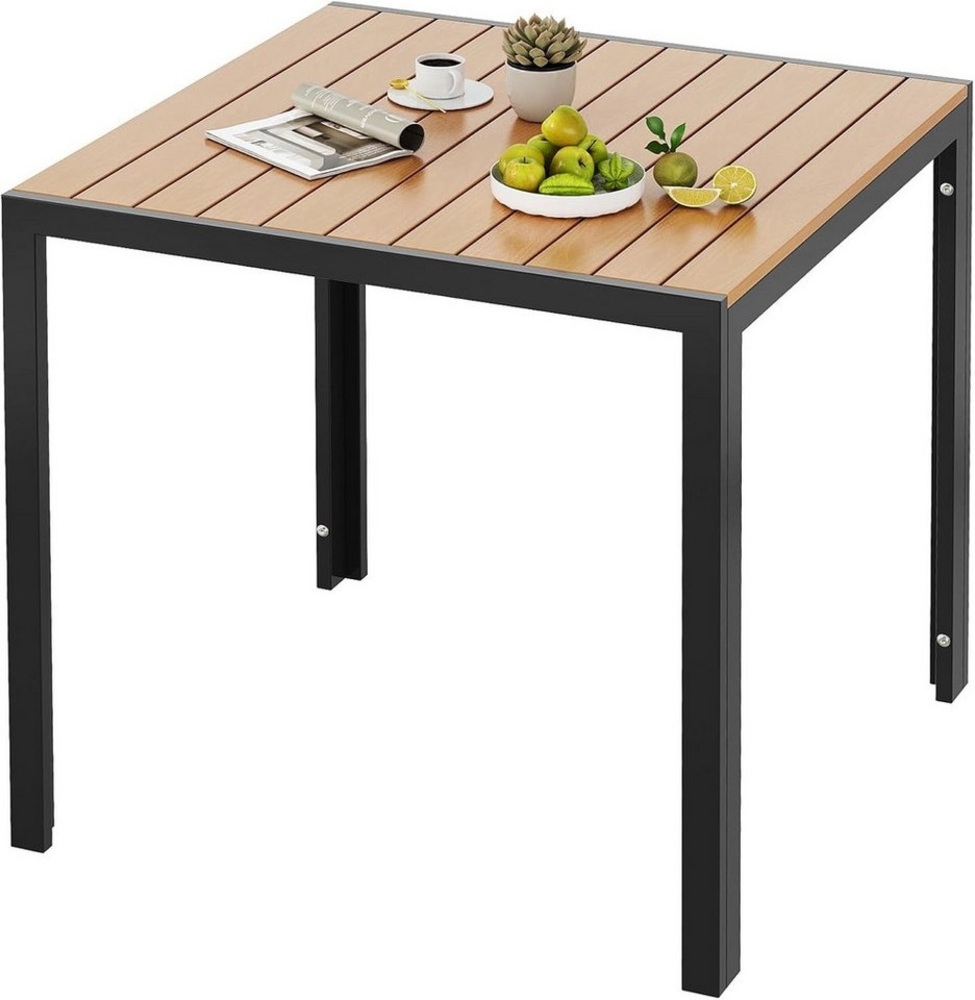 TLGREEN Gartentisch Wetterfest,Balkontisch Aluminium mit WPC Tischplatte, (Outdoor Esstisch für Balkon und Terrasse, Leichtgewicht), Stabiler Quadratisch Terrassentisch Bild 1