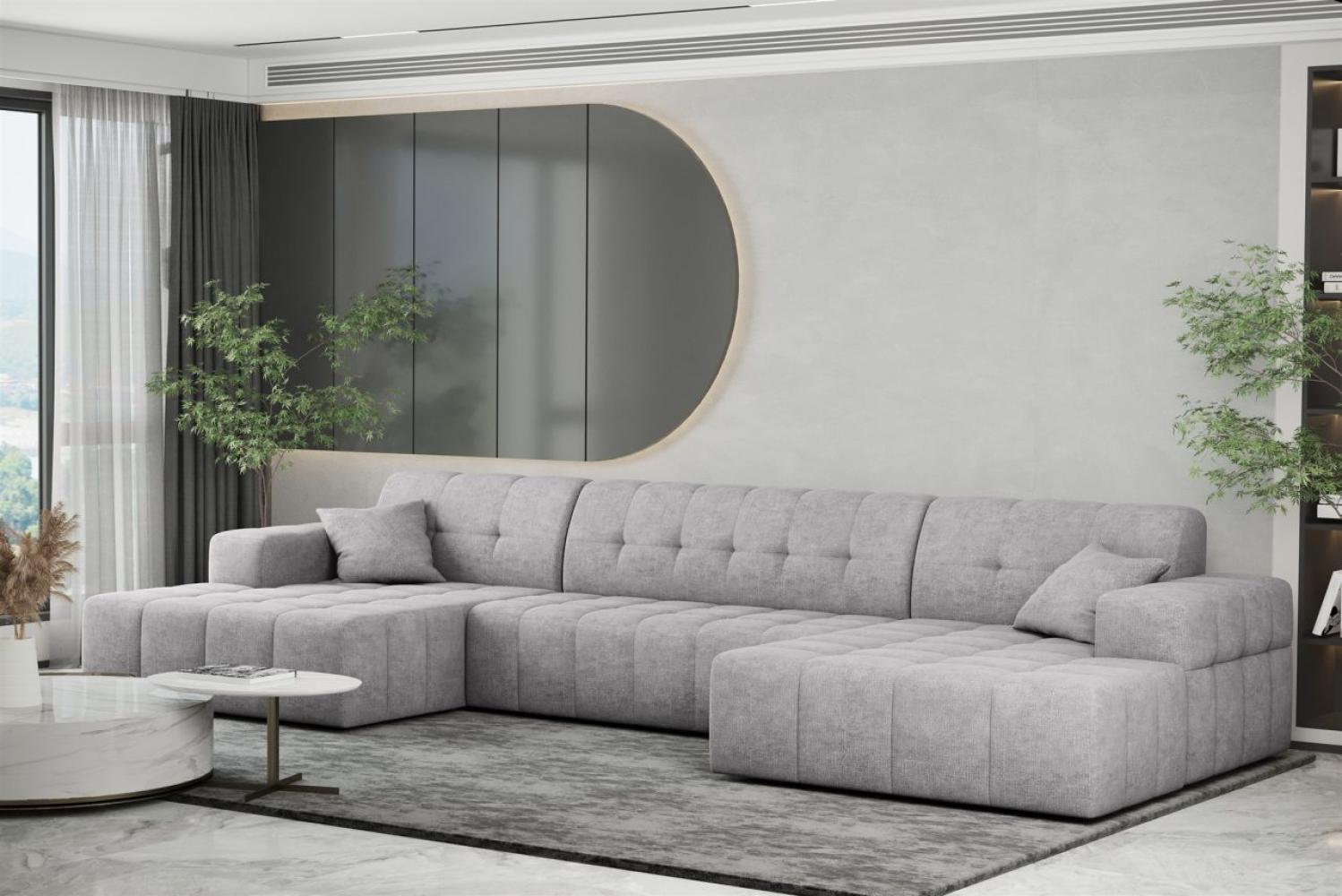 Wohnlandschaft Sofa U-Form NANCY in Stoff Perfekt Harmony Hellgrau Bild 1