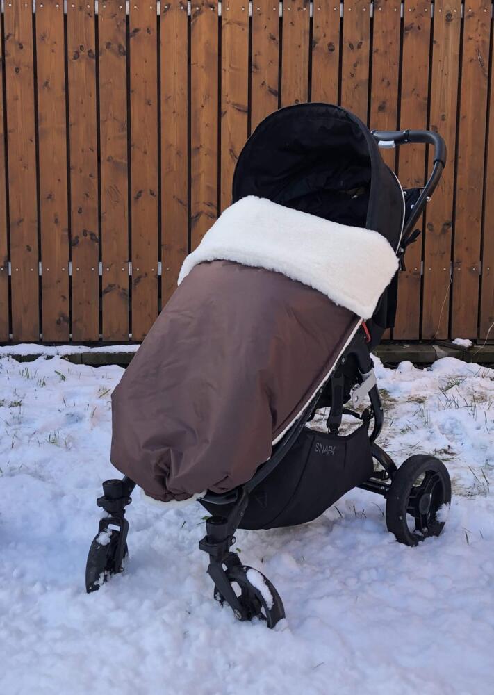 Wasserdichte, warme Decke für den Kinderwagen, Buggy, Jogger (Braun/Merinowolle) Bild 1